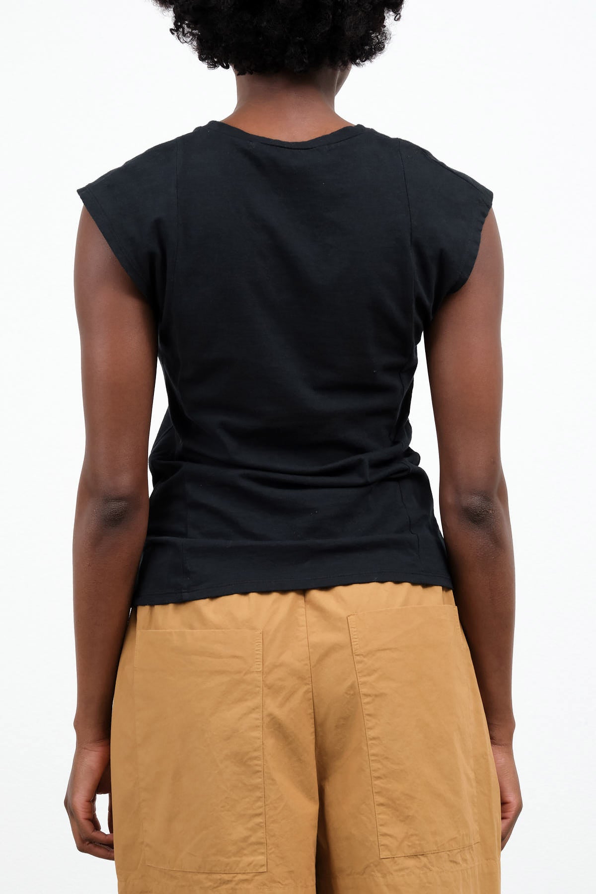 Muscle Tee Tank in Dark Black with Cap Sleeve by Atelier Delphine