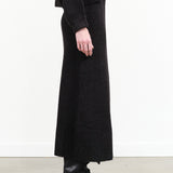 Atelier Delphine Designer Brand Noella Long Knit Maxi Skirt with False Front Wrap in Black