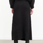 Noella Long Knit Maxi Skirt with False Front Wrap in Black by Atelier Delphine Designer Brand