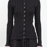  Pointelle Cardigan in Black by Atelier Delphine Sale