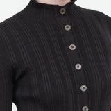 Black Pointelle Cardigan by Atelier Delphine on Sale