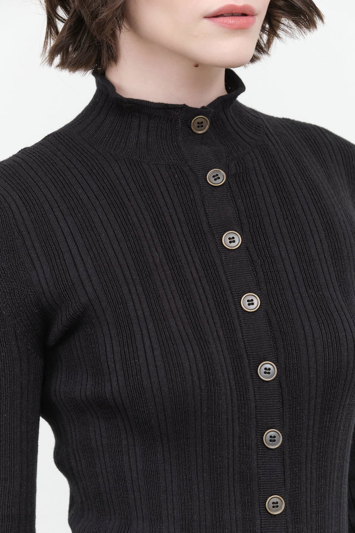 Collar view of Pointelle Cardigan