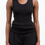 Pointelle Relaxed Tank by Atelier Delphine in Black