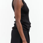 Atelier Delphine Long Pointelle Relaxed Tank Knit in Dark Black