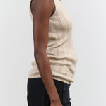 Atelier Delphine Long Pointelle Relaxed Tank Knit in Light Nude Tan