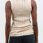 Pointelle Relaxed Tank Long Knit Top in Light Nude Tan by Atelier Delphine