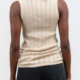 Pointelle Relaxed Tank Long Knit Top in Light Nude Tan by Atelier Delphine