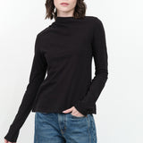 Atelier Delphine Shirred Neck Rib Top in Black