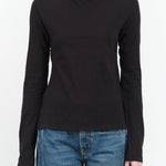 Shirred Neck Rib Top in Black Atelier Delphine