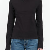 Shirred Neck Rib Top in Black Atelier Delphine