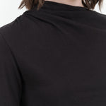 Black Shirred Neck Rib Top by Atelier Delphine