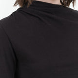 Black Shirred Neck Rib Top by Atelier Delphine