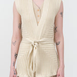 Sleeveless Cardigan By Atelier Delphine in Cream