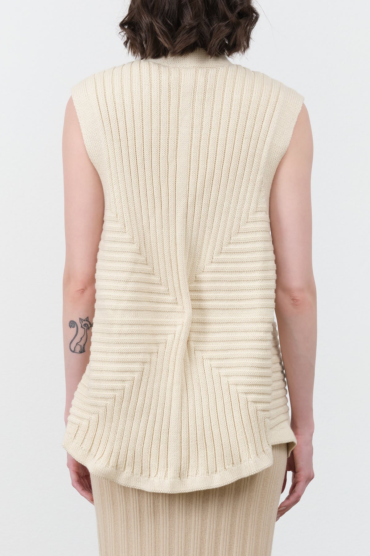 Knit Sleeveless Cardigan in Nude Tan Cream by Atelier Delphine