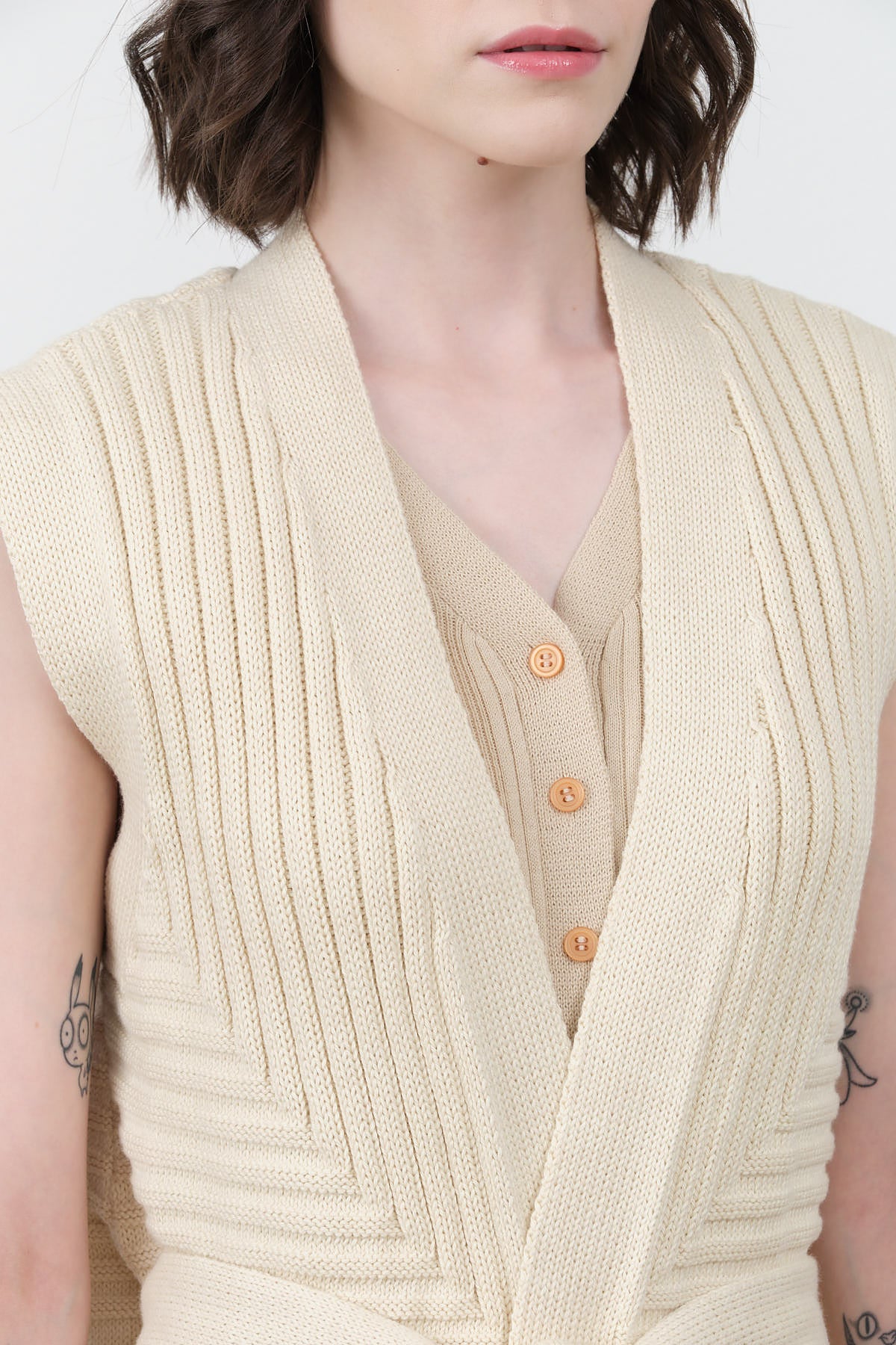 Atelier Delphine Cream Sleeveless Cardigan