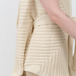 Atelier Delphine Tan Nude Cream Sleeveless Cardigan with Waist Tie and Knit