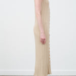 Atelier Delphine Nude Slim Long Button up Ribbed Vest Dress 