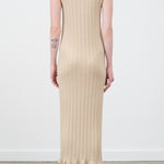 Atelier Delphine Slim Long Vest Dress in Tan Nude Knit Sleeveless