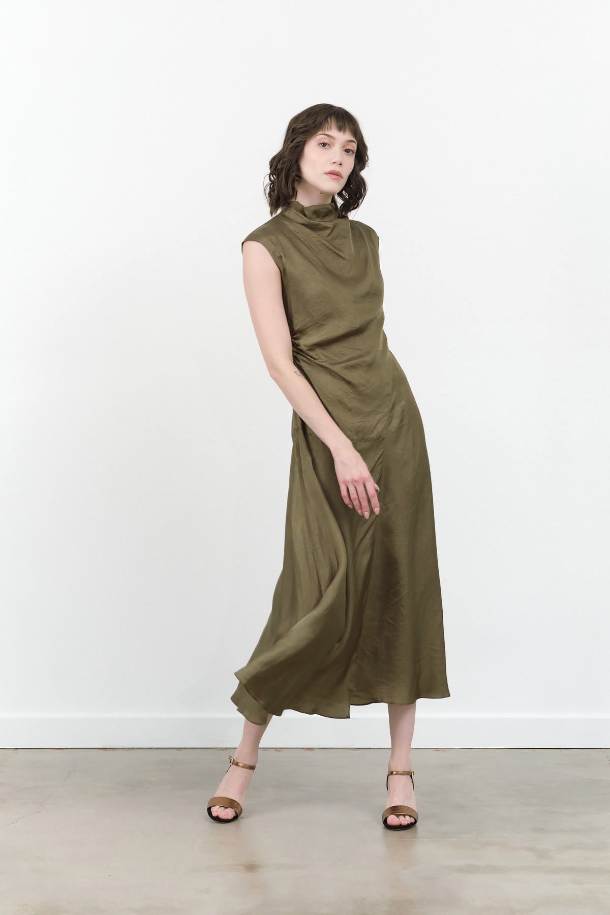 Atelier Delphine Twisted Dress in Hunter Green