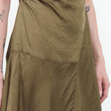 Twisted Mock Neck Sleeveless Midi Dress by Designer Brand Atelier Delphine  in Hunter Green