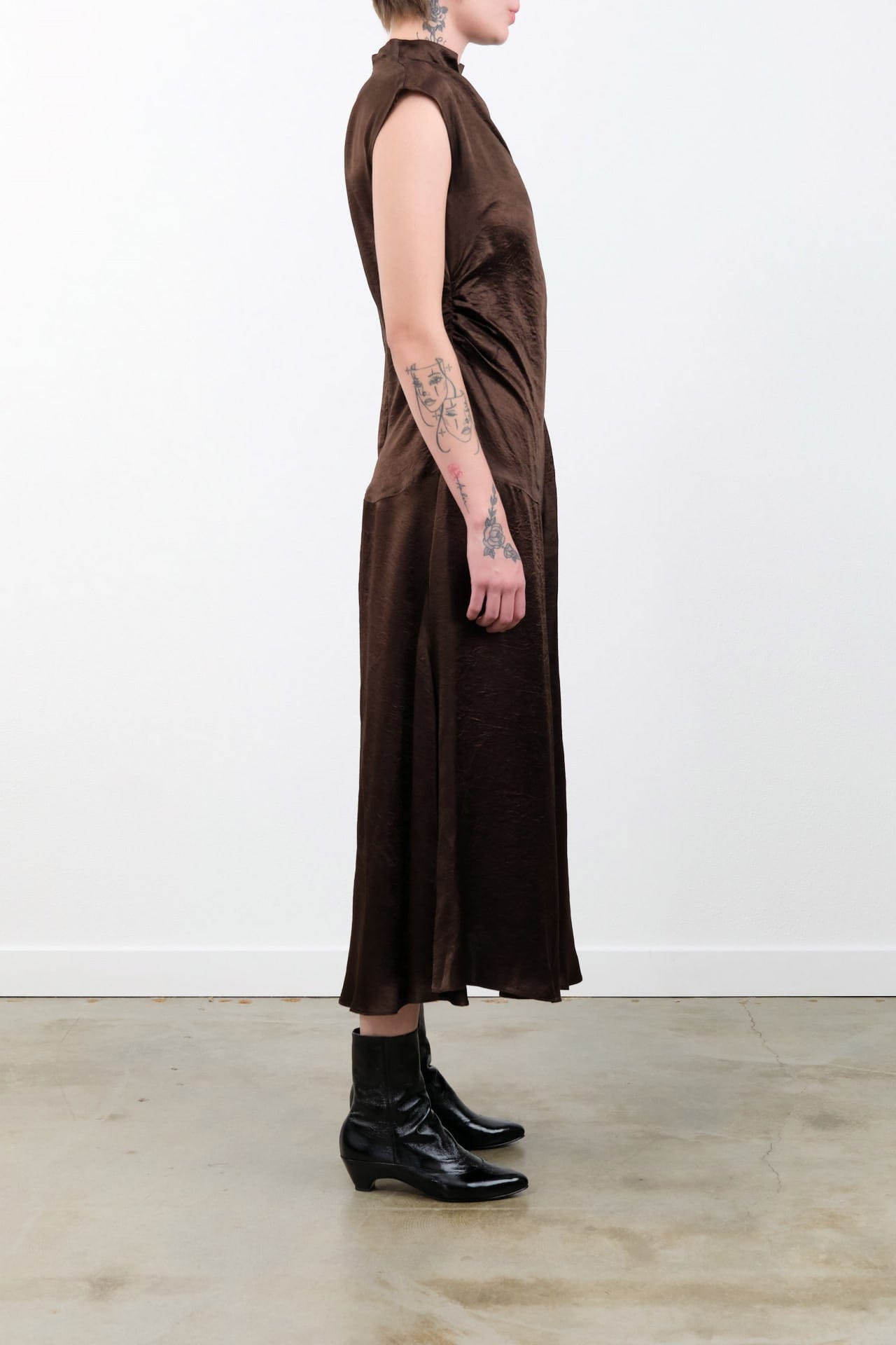 Atelier Delphine Apparel Womens Dresses Twisted Dress in Espresso