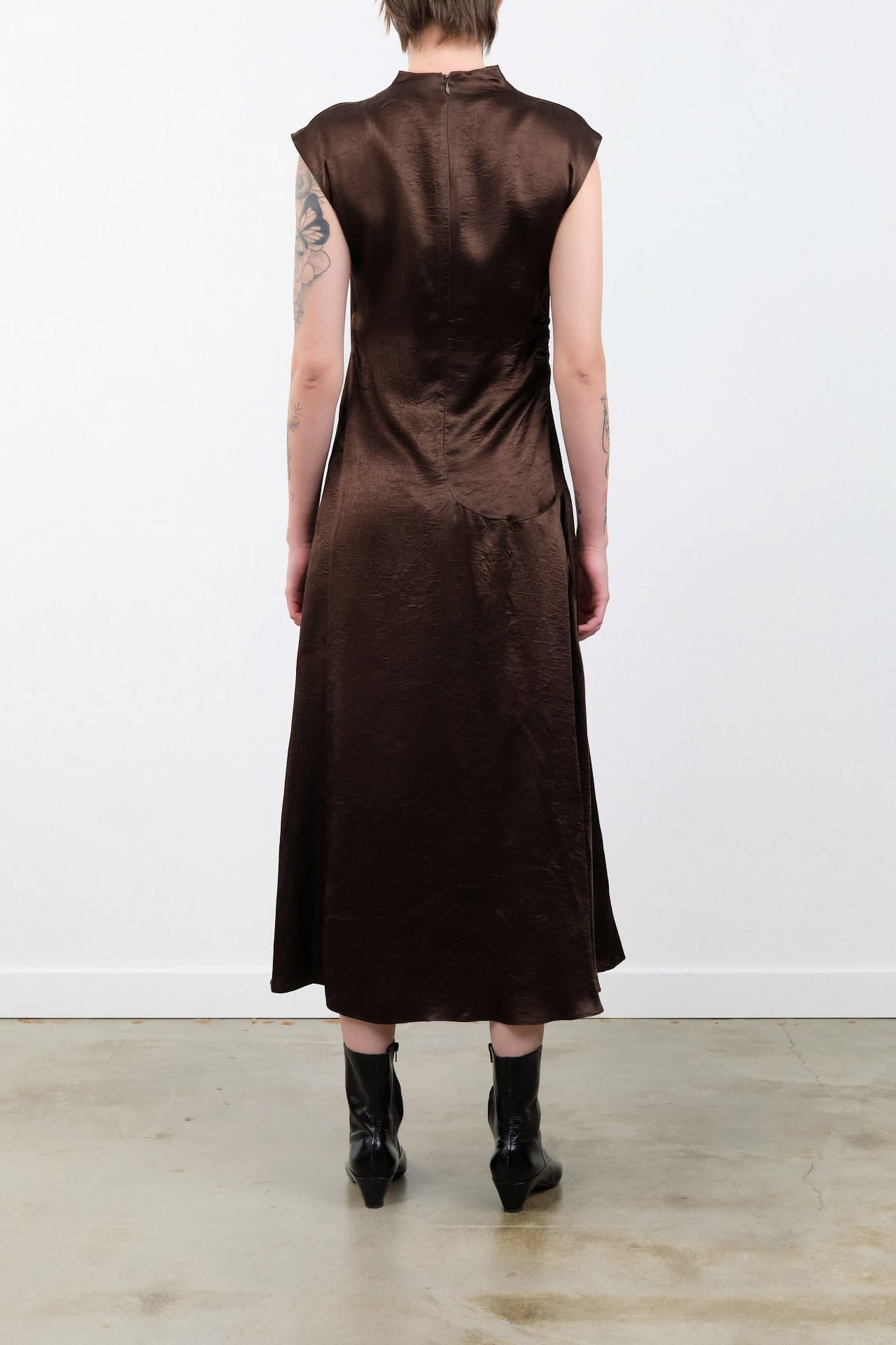 Atelier Delphine Apparel Womens Dresses Twisted Dress in Espresso