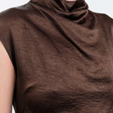 Atelier Delphine Apparel Womens Dresses Twisted Dress in Espresso