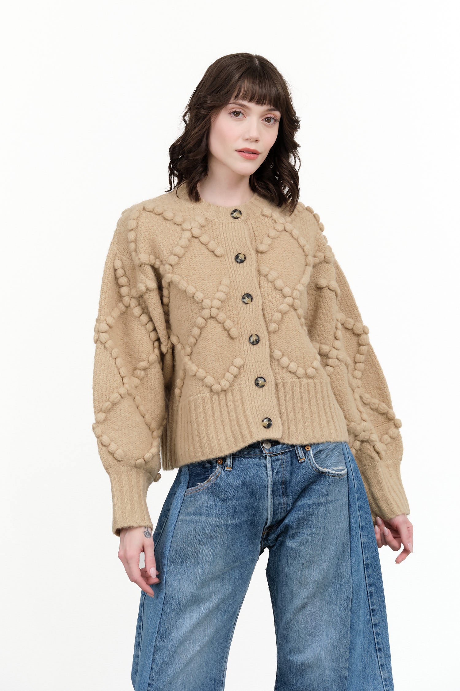 Atelier Delphine Valence Cardigan in Sand 