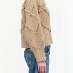 Atelier Delphine Designer Brand Valence Button Up Chunky Cardigan with Boucle in Sand Tan