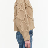 Atelier Delphine Designer Brand Valence Button Up Chunky Cardigan with Boucle in Sand Tan