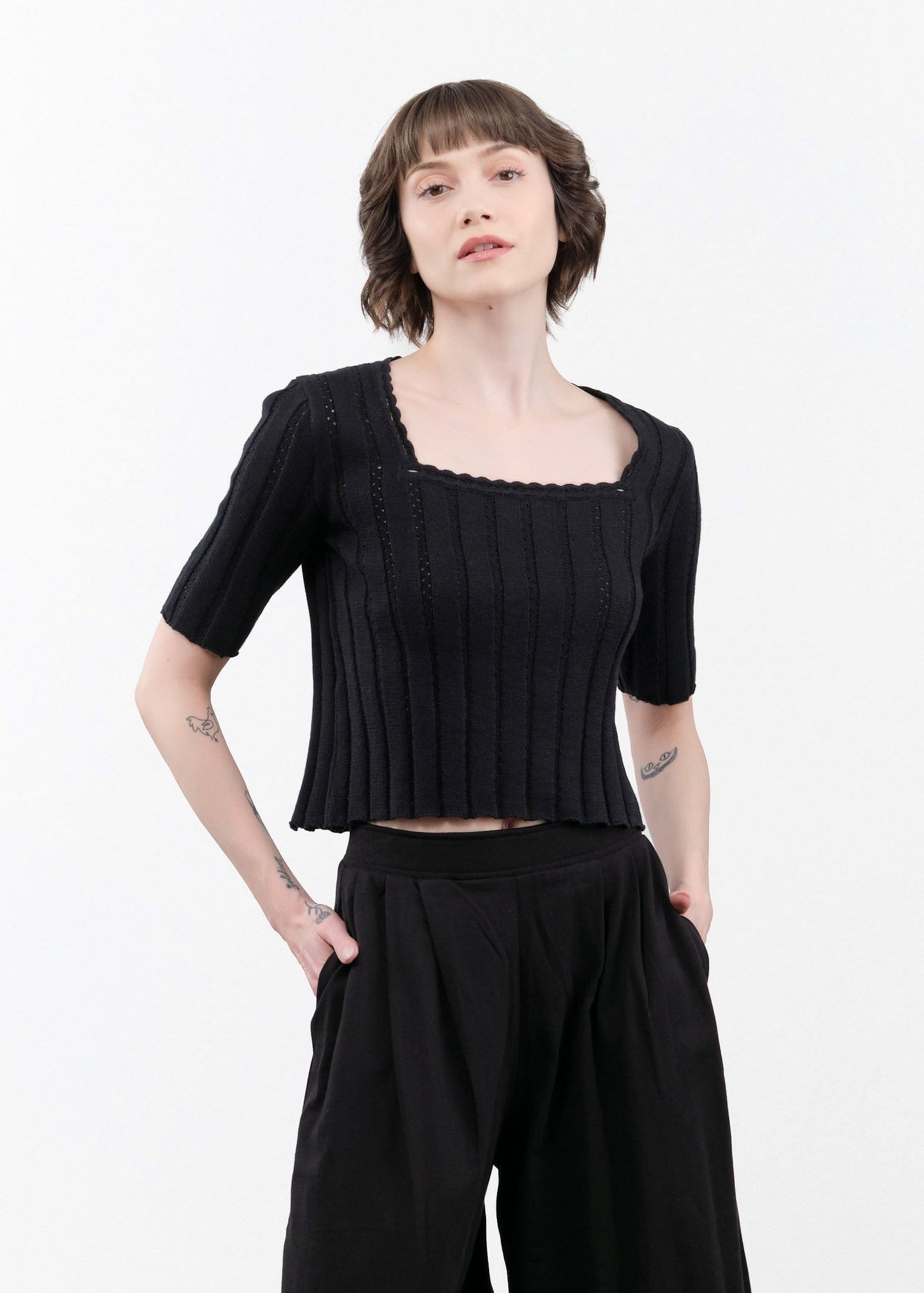 Atelier Delphine Apparel Womens Blouses Vienna Top in Black
