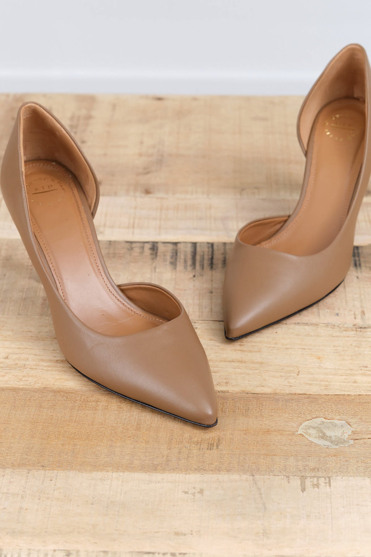 ATP Atelier Pointed Toe Lucito Nappa Leather Pump Heel in Hazelnut Brown 