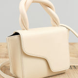 ATP Atelier Designer Brand Montalbano Mini Crossbody Handbag with Twisted Handle in Linen Cream White