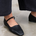 Black Petina Nappa Mary Jane Flat by ATP Atelier