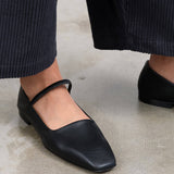 Black Petina Nappa Mary Jane Flat by ATP Atelier