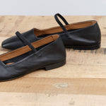 ATP Atelier Designer Brand Leather Petina Nappa Mary Jane Ballerina Flat with Top Strap in Black