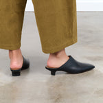 Square Toe Sepino Nappa Leather Mule with Heel in Black by ATP Atelier Designer Brand 