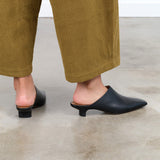 Square Toe Sepino Nappa Leather Mule with Heel in Black by ATP Atelier Designer Brand 