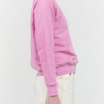 B Sides Jeans Crewneck Long Sleeve Sweatshirt with Ribbed Cuffs and Hems in Ziggy Bright Pink