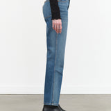 B Sides Jeans High Waisted Eshel Jean Straight Leg in Hyde Wash Blue Denim 