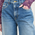Front detailing on Leroy Mid Relaxed Bow Jean