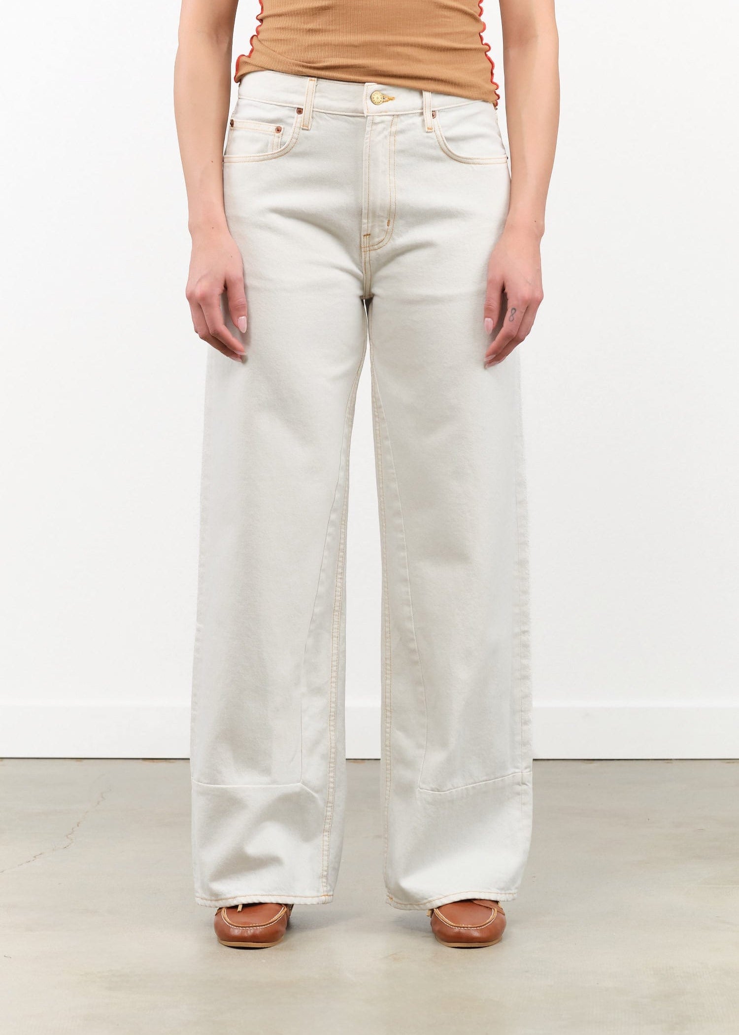 B Sides Jeans Apparel Womens Denim Marcel Culotte in Tile White