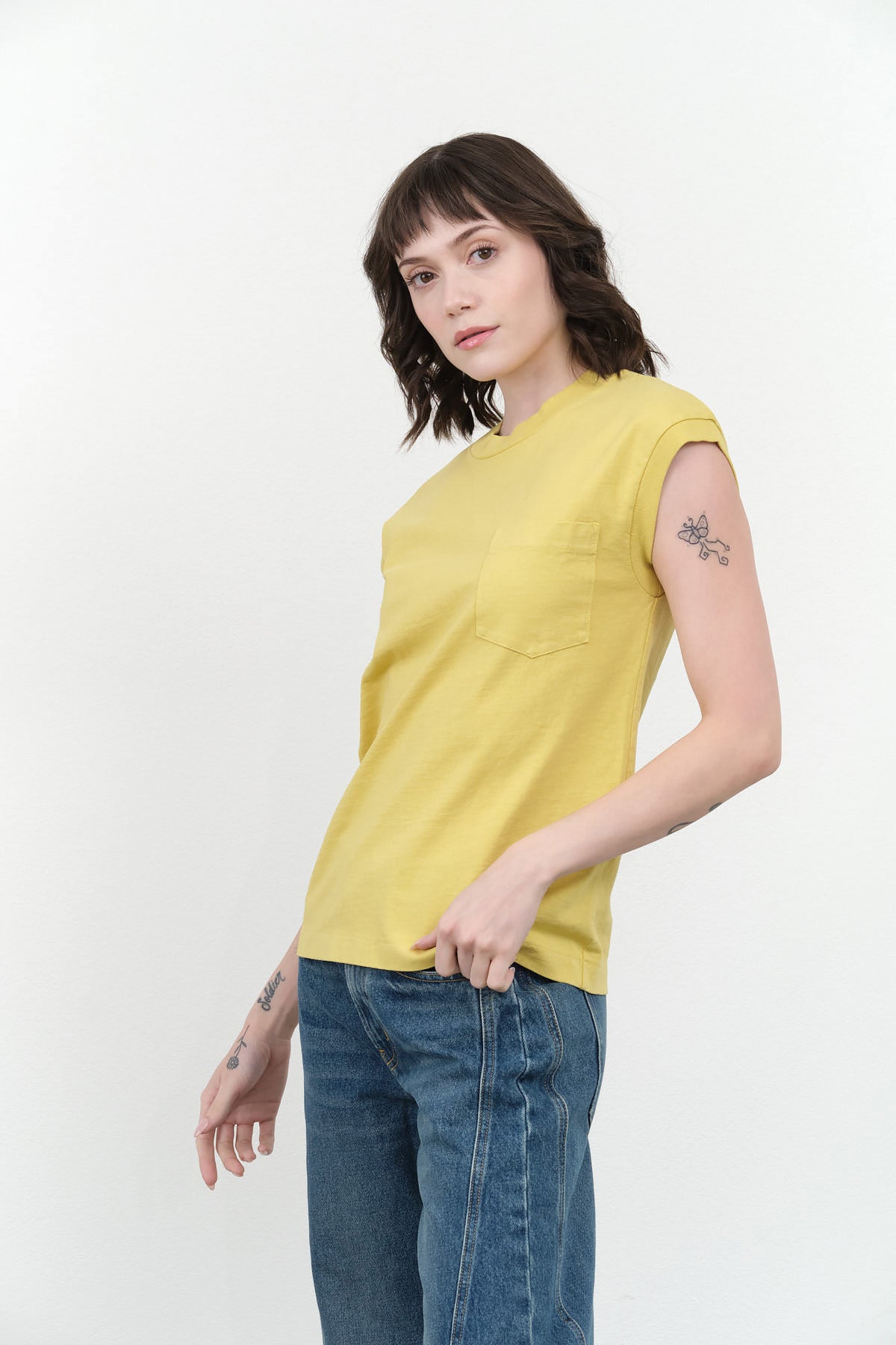 B Sides Jeans Pocket Tank in Daphne Overdye