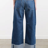 B Sides Jeans Apparel Womens Denim Relaxed Cuffed Lasso in Cate Wash