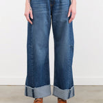 B Sides Jeans Apparel Womens Denim Relaxed Cuffed Lasso in Cate Wash