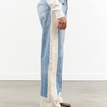 B Sides Jeans Designer Brand Reworked Slouch Jean in Vintage Indigo and Natural White Denim