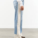 B Sides Jeans Designer Brand Reworked Slouch Jean in Vintage Indigo and Natural White Denim