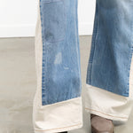 Reworked Slouch Jean Wide Leg in Vintage Indigo and Natural White Denim by B Sides Jeans Designer Brand 