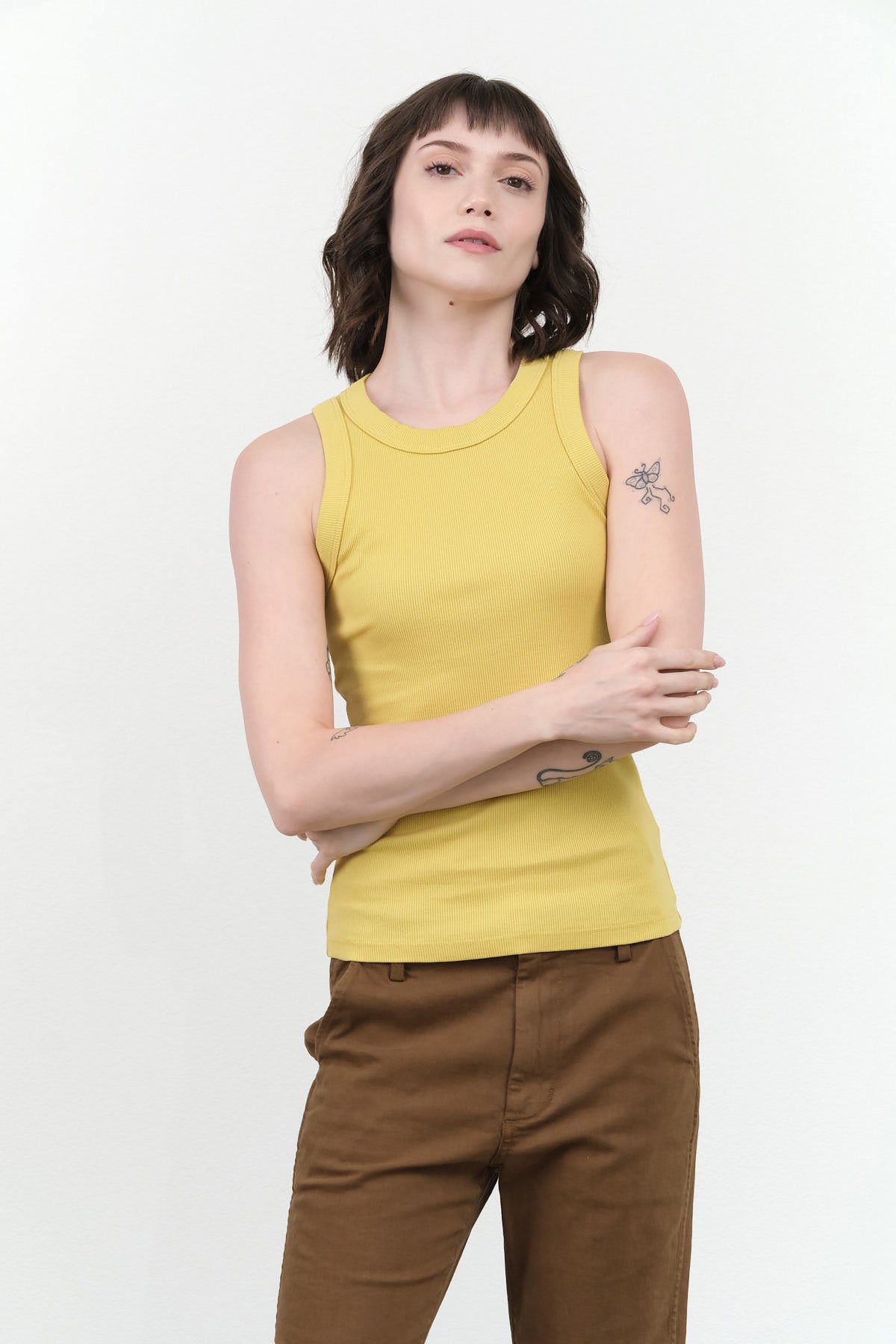 B Sides Jeans Rib Tank in Daphne Overdye