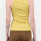 Ribbed Racerback Tank Top in Daphne Overdye Yellow by B Sides Jeans Designer Brand